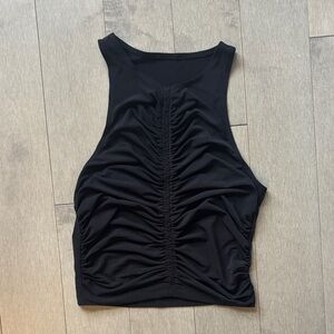 Dynamite Black Ruched Crop Top